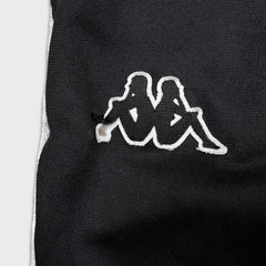 Kappa Track Pants Mens Medium Black Tear Away Side Tape Athletic Gym Jogger