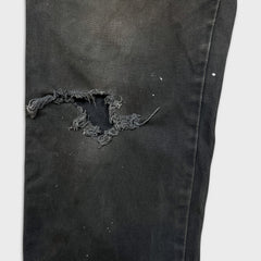 Dickies Pants Mens 34x32 Black Straight Leg Distress Hammer Loop Canvas Workwear