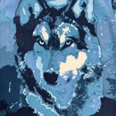 Mountain Ridge Wolf Fleece Mens Large Blue Winter Full Zip AOP Animal Jacket