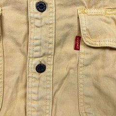 Vintage 90s Levi's Denim Shirt Mens Medium Orange Red Tab Light Wash Button Up