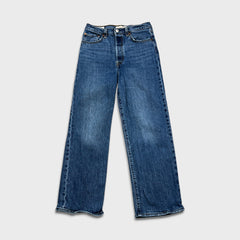 Levi's Ribcage Straight Ankle Jeans Womens 28x27 Blue High Rise Medium Wash Denim Pants