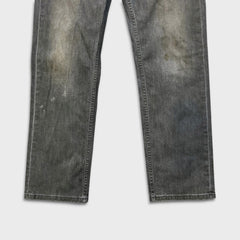 Levi's 514 Jeans Mens 33x32 Gray Slim Straight Fit Stone Wash Faded Denim Pants
