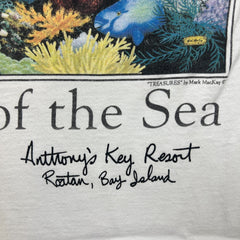 Vintage Y2K One Earth Treasures of Sea T Shirt Mens Medium White Dolphin Graphic Tee