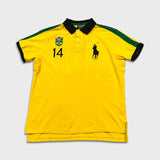 Polo Ralph Lauren Brazil #14 Shirt Mens XL Yellow Big Pony Casual Short Sleeve