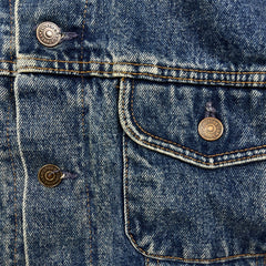 Vintage 90s Gap Denim Jacket Mens Medium Blue Lined Medium Wash USA Jean Trucker