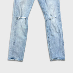 Levi’s 501 ST Jeans Mens 30x30 Blue Straight Taper Light Wash Distressed Denim Pants