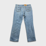 Vintage 90s Levi's 547 Jeans Mens 38x30 Blue Light Wash White Tab Straight Leg Relaxed Fit Denim
