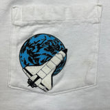 Vintage 80s NASA Kennedy Space Center T Shirt Womens Medium White Boxy Crop Pocket USA Tee