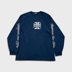 Vintage Y2K West Coast Choppers Long Sleeve Shirt Mens XL Blue Long Beach CA Faded