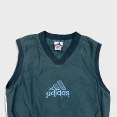 Vintage 90s Adidas Golf Vest Mens Medium Green 3 Stripe Jacket