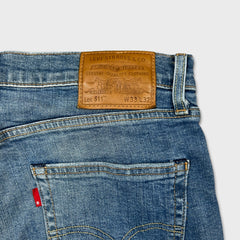 Levi's 511 Jeans Mens 33x32 Blue Slim Fit Mid Rise Light Wash Stretch Denim Pants