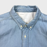 Sandro Paris Oxford Denim Shirt Mens XS Blue Casual Light Wash Button Up
