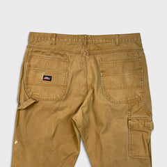 Dickies Pants Mens 40x32 Tan Double Knee Distress Carpenter Fade Canvas Workwear