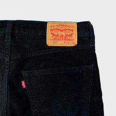 Levi's 502 Pants Mens 32x32 Black Corduroy Tapered Stretch Regular Fit Mid Rise