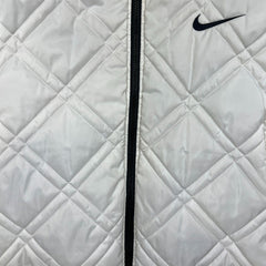 Vintage 90s Nike Jacket Mens Large Black Big Swoosh Reversible Quilted Bomber