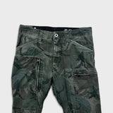 G-Star Raw Pants Mens 29x28 Green Camo Powel 3D Tapered Cuffed Cargo Trousers