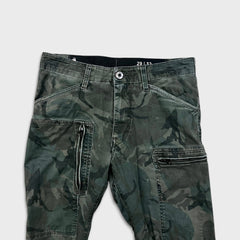 G-Star Raw Pants Mens 29x28 Green Camo Powel 3D Tapered Cuffed Cargo Trousers