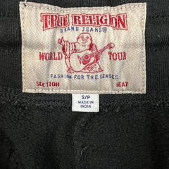 True Religion Sweatpants Mens Small Black Fleece Taper Leg Joggers
