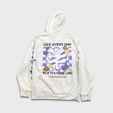 Zoo York Hoodie Mens Large White Live Everyday As If It's Your Last Pullover