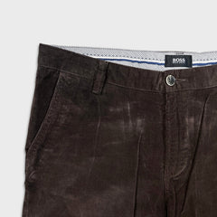 Hugo Boss Rice Slim Fit Pants Mens 32x32 Brown Stretch Corduroy Casual Trouser