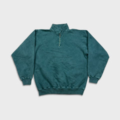 Vintage 90s Blank Sweatshirt Mens Large Blue Faded 1/4 Zip Pullover