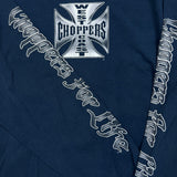 Vintage Y2K West Coast Choppers Long Sleeve Shirt Mens XL Blue Long Beach CA Faded