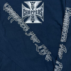 Vintage Y2K West Coast Choppers Long Sleeve Shirt Mens XL Blue Long Beach CA Faded