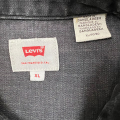 Levi's Denim Shirt Men XL Black Red Tab Dark Wash Casual Western Button Up