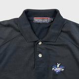 Vintage Y2K Playboy Polo Shirt Mens Medium Black Heavyweight Knit Short Sleeve