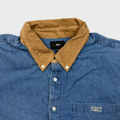 Obey Shirt Mens XL Blue Workwear Long Sleeve Button Up Medium Wash Denim
