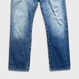 Levi's 501 Jeans Mens 34x30 Blue Original Fit Straight Distress Medium Wash Denim Pants