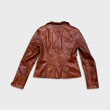 Vintage Y2K Danier Leather Jacket Womens Small Red Zip Front Wing Collar Coat