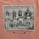 Vintage Land Security Native Indigenous T Shirt Mens Medium Brown Faded Tee