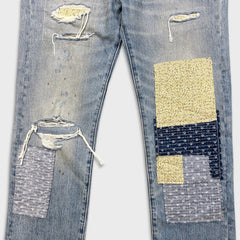 Levis 501 Jeans Mens 32x32 Blue 150th Anniversary Sashiko Boro Patchwork Distressed Denim Pants