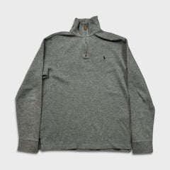 Vintage 90s Polo Ralph Lauren Sweatshirt Mens Small Gray Pony 1/4 Zip Pullover