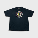 Vintage Y2K Chicago Black Hawks T Shirt Mens XL Black NHL Hockey Team Sports Tee