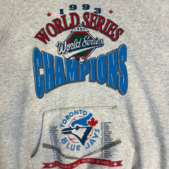 Vintage 1993 Toronto Blue Jays Hoodie Mens Medium Gray USA World Series Champions MLB Baseball