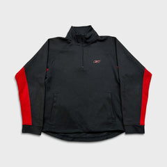 Vintage Y2K Reebok Sweatshirt Mens Small Black 1/4 Zip Training Activewear Pullover