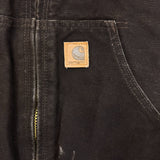Carhartt Jacket Mens Small Brown J130 Duck Canvas Quilted Lined Faded Workwear