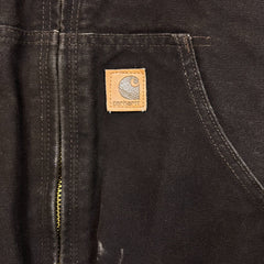 Carhartt Jacket Mens Small Brown J130 Duck Canvas Quilted Lined Faded Workwear