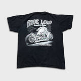 Vintage Y2K Ride Loud American Motor T Shirt Mens 2XL Black Faded Motorcycle Tee