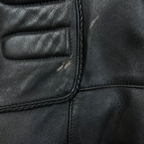 Vintage 80s Leather Ranch Motorcycle Jacket Mens Large Black Padded Biker Moto