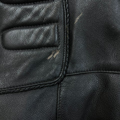 Vintage 80s Leather Ranch Motorcycle Jacket Mens Large Black Padded Biker Moto