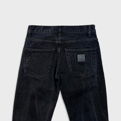 Carhartt WIP Jeans Mens 29x34 Black Klondike Faded Dark Wash Slim Tapered Denim Pants