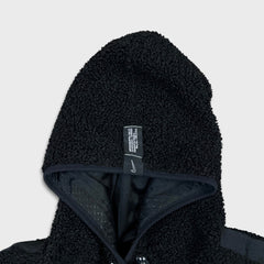 Nike Cozy Basketball Fleece Mens Medium Black High Pile Sherpa Hooded Jacket
