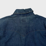Levi's Barstow Western Denim Shirt Mens Medium Blue Dark Wash Stretch Pearl Snap