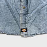 Dickies Denim Shirt Mens Medium Blue Light Wash Casual Western Button Up