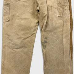 Vintage 90s Carhartt Pants Mens 36x29 Beige Double Knee Distressed USA Workwear