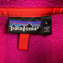 Vintage 90s Patagonia Synchilla Snap T Fleece Mens Large Pink USA Pullover Jacket