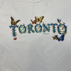 Vintage 2000 Toronto Canada Butterflies T Shirt Mens Medium White Graphic Tee